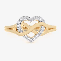 G-H / Si1-Si2) Womens 1/ CT. T.W. Lab Grown White Diamond 10K Gold Heart Bypass Cocktail Ring