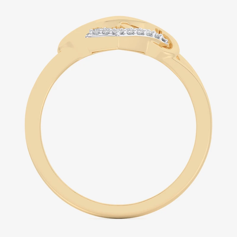 G-H / Si1-Si2) Womens 1/ CT. T.W. Lab Grown White Diamond 10K Gold Heart Bypass Cocktail Ring
