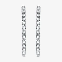 Womens 1/4 CT. T.W. Lab Grown White Diamond Sterling Silver 17.6mm Hoop Earrings