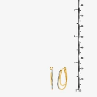 Womens 1/4 CT. T.W. Lab Grown White Diamond 14K Gold Over Silver 25.4mm Hoop Earrings