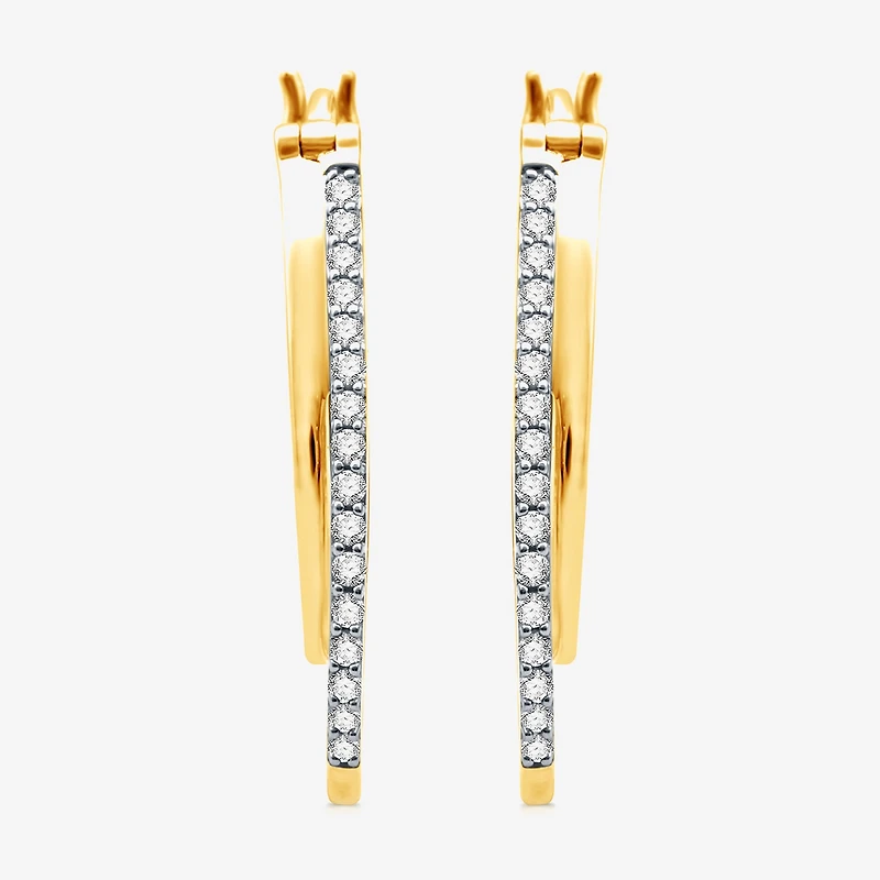 Womens 1/4 CT. T.W. Lab Grown White Diamond 14K Gold Over Silver 25.4mm Hoop Earrings