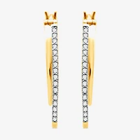 Womens 1/4 CT. T.W. Lab Grown White Diamond 14K Gold Over Silver 25.4mm Hoop Earrings