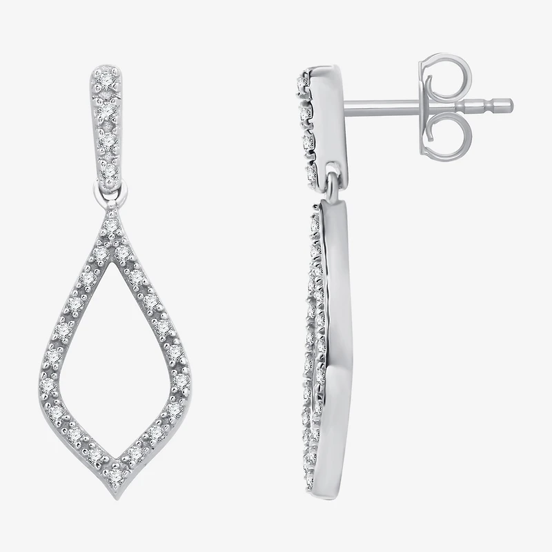 Womens 1/4 CT. T.W. Lab Grown White Diamond Sterling Silver Drop Earrings