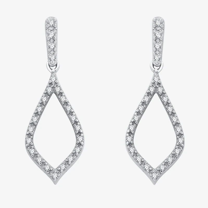 Womens 1/4 CT. T.W. Lab Grown White Diamond Sterling Silver Drop Earrings