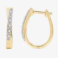 Womens 1/4 CT. T.W. Lab Grown White Diamond 14K Gold Over Silver Sterling Silver 19.5mm Hoop Earrings