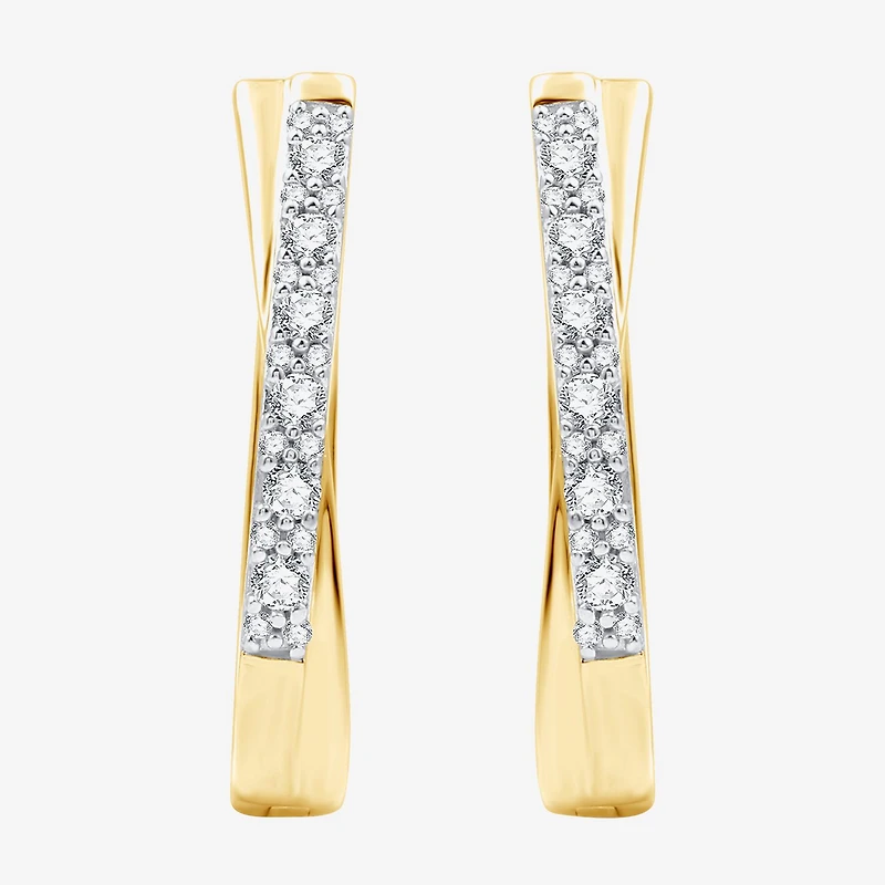 Womens 1/4 CT. T.W. Lab Grown White Diamond 14K Gold Over Silver Sterling Silver 19.5mm Hoop Earrings