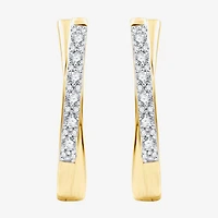 Womens 1/4 CT. T.W. Lab Grown White Diamond 14K Gold Over Silver Sterling Silver 19.5mm Hoop Earrings