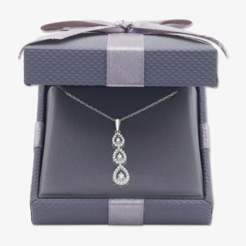 Womens 1/4 CT. T.W. Lab Grown White Diamond Sterling Silver Pear 18 Inch Pendant Necklace
