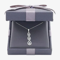 Womens 1/4 CT. T.W. Lab Grown White Diamond Sterling Silver Pear 18 Inch Pendant Necklace