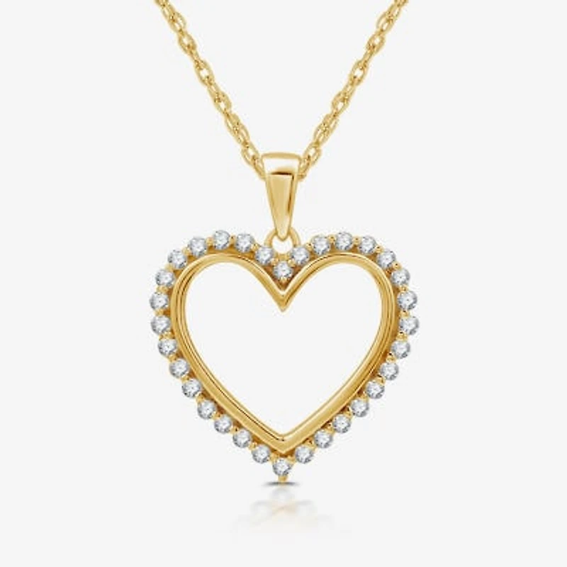 Womens 1/4 CT. T.W. Lab Grown White Diamond 14K Gold Over Silver Sterling Silver Heart 18 Inch Pendant Necklace