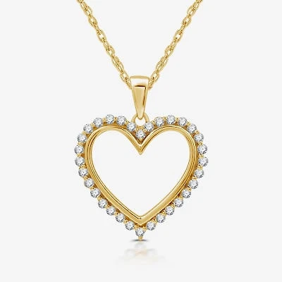 Womens 1/4 CT. T.W. Lab Grown White Diamond 14K Gold Over Silver Sterling Silver Heart 18 Inch Pendant Necklace