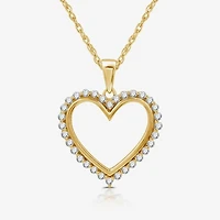 Womens 1/4 CT. T.W. Lab Grown White Diamond 14K Gold Over Silver Sterling Silver Heart 18 Inch Pendant Necklace