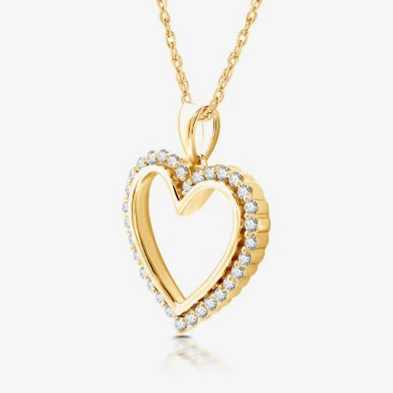 Womens 1/4 CT. T.W. Lab Grown White Diamond 14K Gold Over Silver Sterling Silver Heart 18 Inch Pendant Necklace
