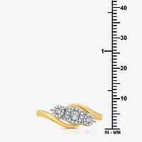Womens 1/4 CT. T.W. Lab Grown White Diamond 14K Gold Over Silver Sterling Silver 3-Stone Cocktail Ring