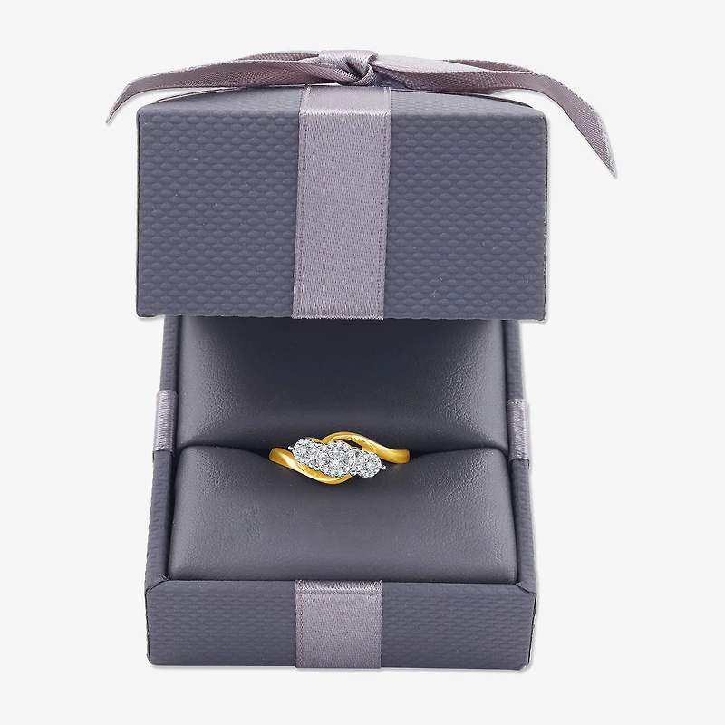 Womens 1/4 CT. T.W. Lab Grown White Diamond 14K Gold Over Silver Sterling Silver 3-Stone Cocktail Ring