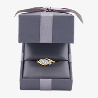 Womens 1/4 CT. T.W. Lab Grown White Diamond 14K Gold Over Silver Sterling Silver 3-Stone Cocktail Ring