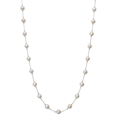 Womens Cultured Freshwater Pearl 10K White Gold Strand Necklace