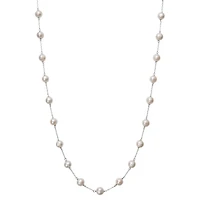 Womens Cultured Freshwater Pearl 10K White Gold Strand Necklace