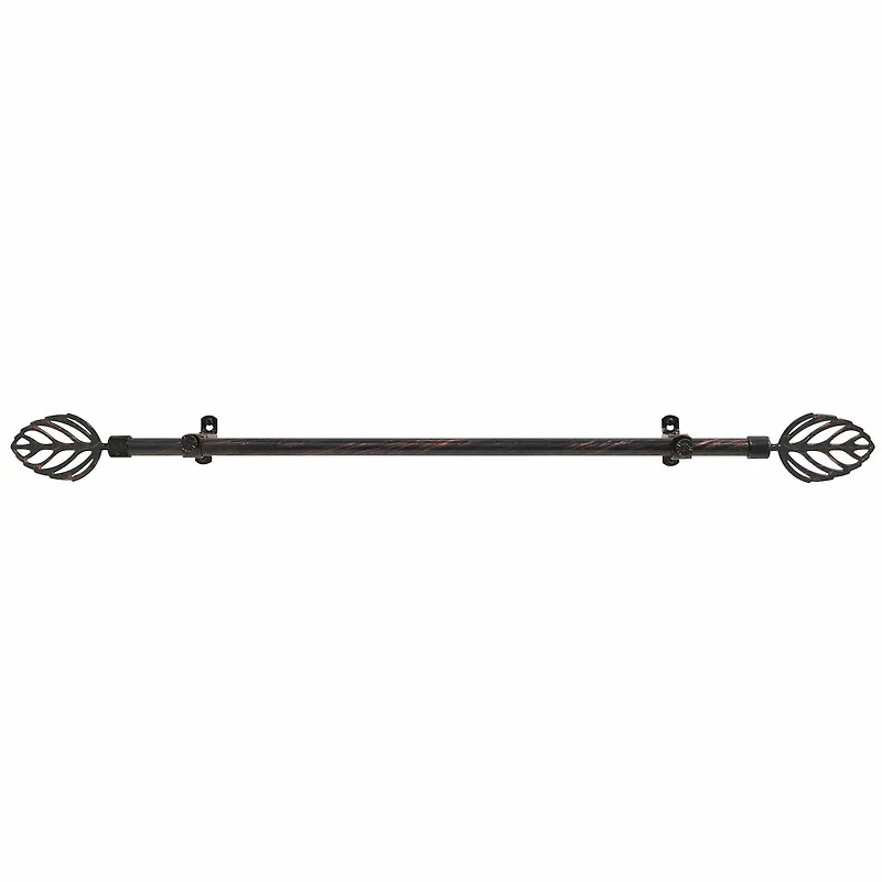 Metallo ¾in Adjustable Curtain Rod with Leaf Finial