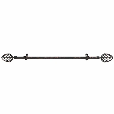 Metallo ¾in Adjustable Curtain Rod with Leaf Finial