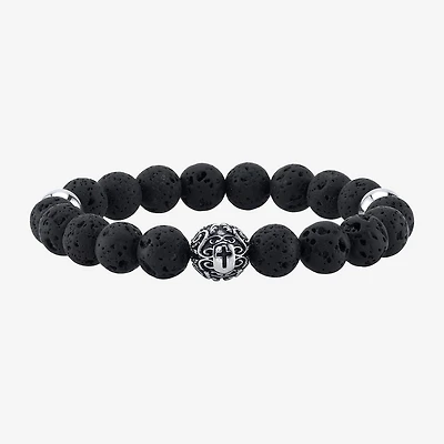 J.P. Army Men's Jewelry Stainless Steel 10 Inch Cross Beaded Bracelet