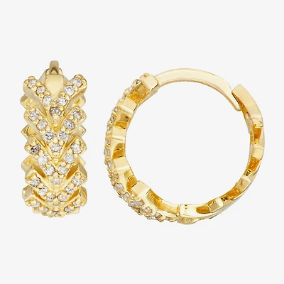 Womens 1/5 CT. Natural White Diamond 10K Gold 12.5mm Hoop Earrings