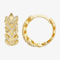 Womens 1/5 CT. Natural White Diamond 10K Gold 12.5mm Hoop Earrings
