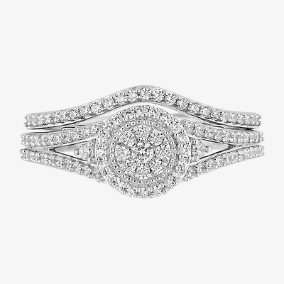 Womens 1/2 CT. T.W. Natural White Diamond 10K Two Tone Gold Round Beauty and the Beast Bridal Set
