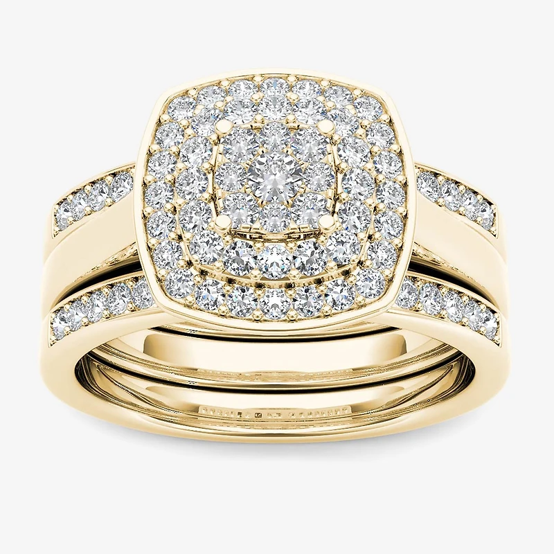 Womens / CT. T.W. Natural White Diamond 10K Gold Cushion Bridal Set
