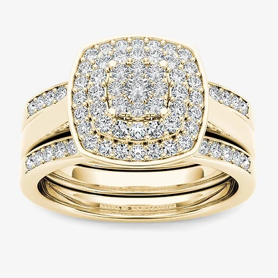 Womens CT. T.W. Natural Diamond 10K Gold Cushion Bridal Set