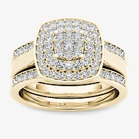 Womens / CT. T.W. Natural White Diamond 10K Gold Cushion Bridal Set