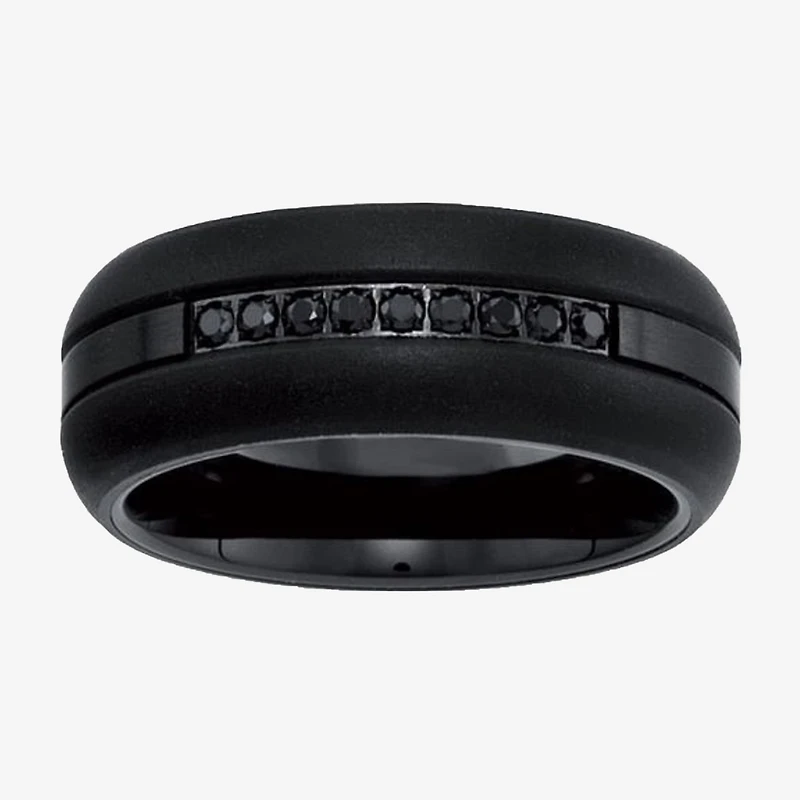 Mens 8MM 1/5 CT. Natural Diamond Tungsten Wedding Band