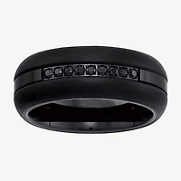 Mens 8MM 1/5 CT. Natural Diamond Tungsten Wedding Band