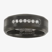 Mens 8MM 1/5 CT. Natural White Diamond Tungsten Wedding Band