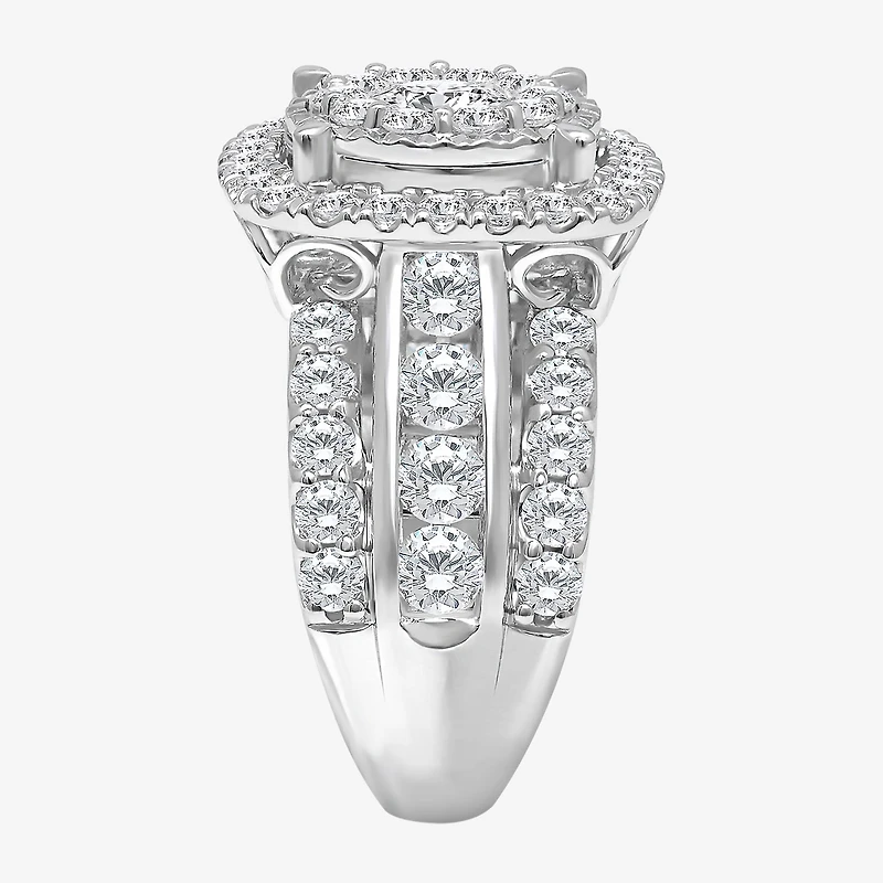 (I / I1) Womens 4 CT. T.W. Lab Grown White Diamond 10K or 14K Gold Cushion Halo Engagement Ring
