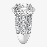 (I / I1) Womens 4 CT. T.W. Lab Grown White Diamond 10K or 14K Gold Cushion Halo Engagement Ring