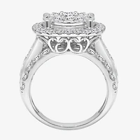 (I / I1) Womens 4 CT. T.W. Lab Grown White Diamond 10K or 14K Gold Cushion Halo Engagement Ring