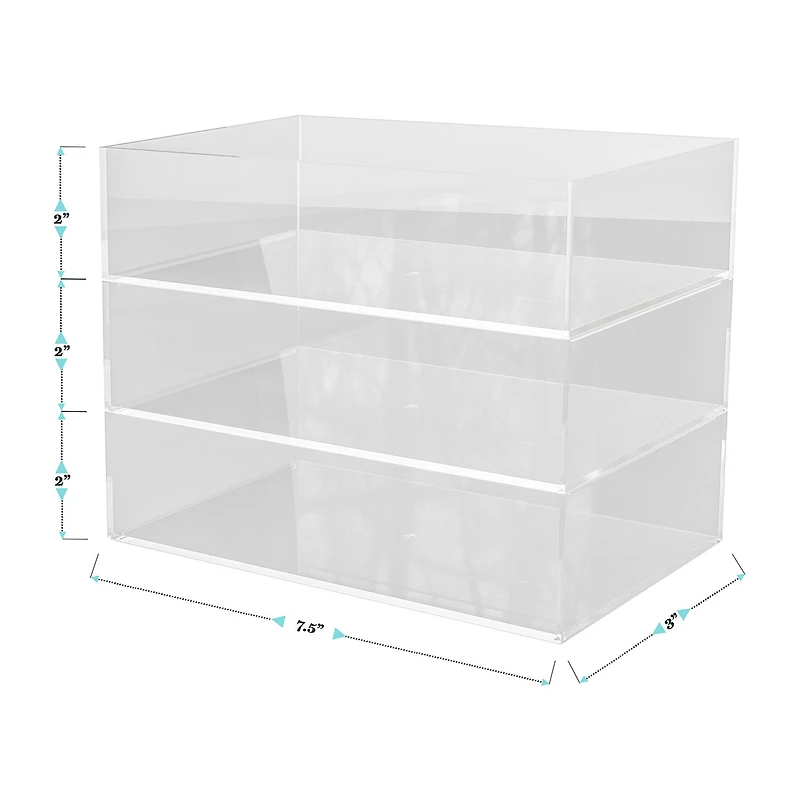 Martha Stewart 3 Pack 3X7.5 Clear Desk Organizer