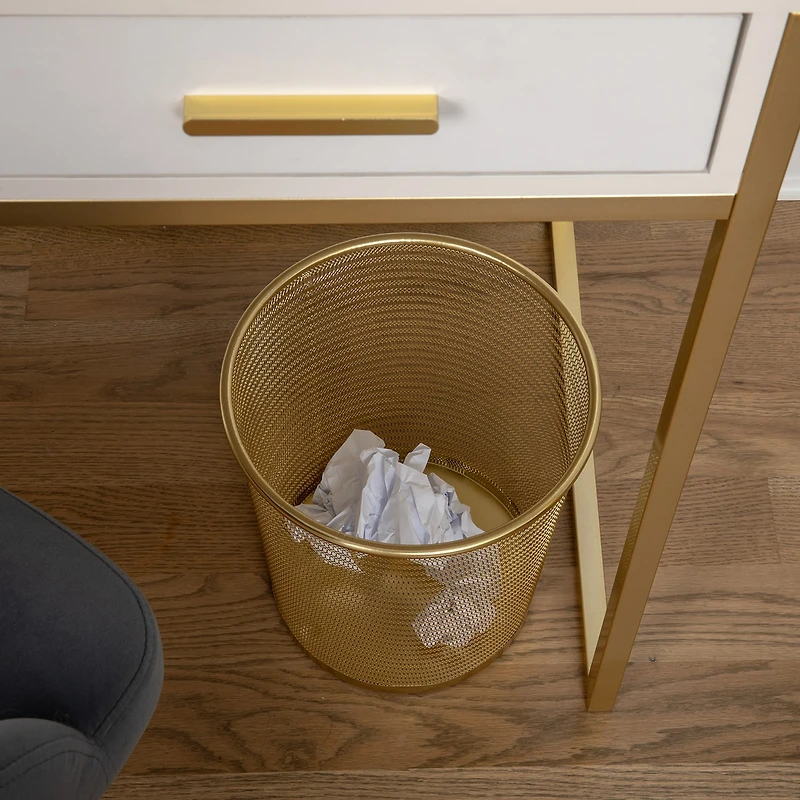 Martha Stewart 4.5 Gal Gold Mesh Trash Can