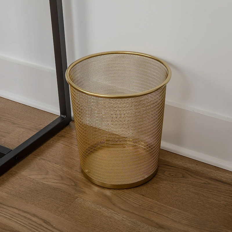 Martha Stewart 4.5 Gal Gold Mesh Trash Can