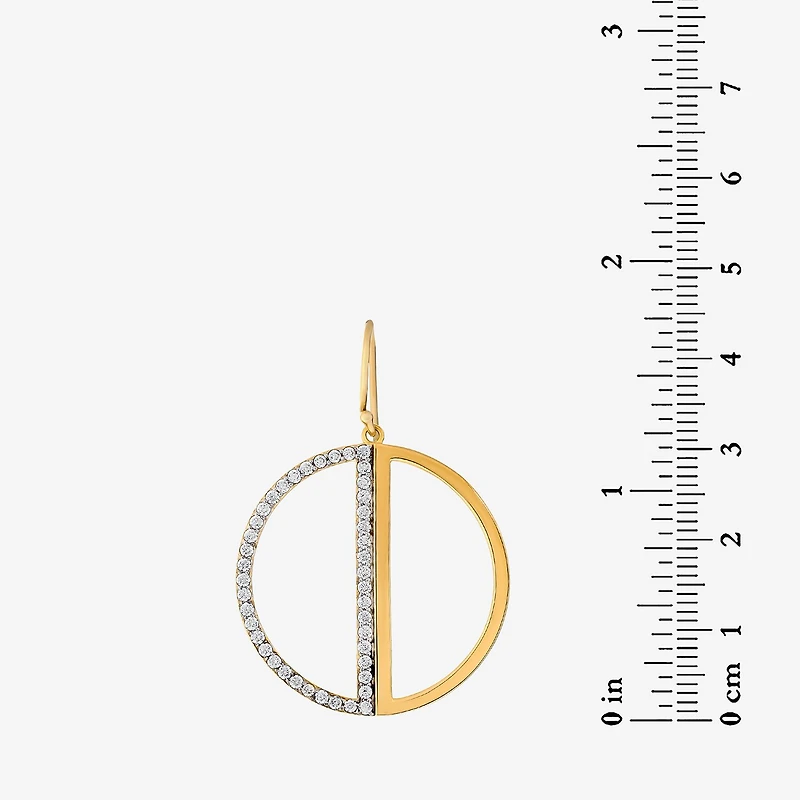 Womens Cubic Zirconia 18K Gold Over Silver Drop Earrings