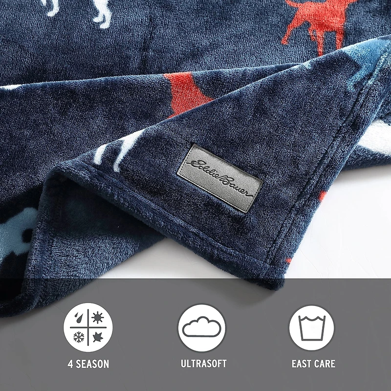 Eddie Bauer Buddy The Dog Plush Reversible Lightweight Throw