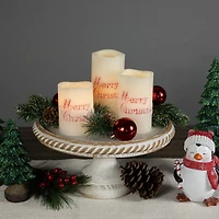 Northlight 6" Led Flameless Frosted "Merry" Wax Pillar Flameless Candle