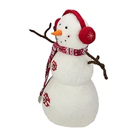 Northlight 22" Plush Snowman With Button Snowflakes And Earmuffs Christmas Tabletop Decor