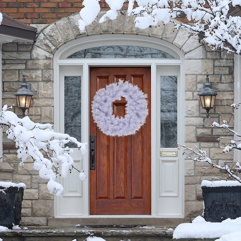 Northlight 36" Icy White Iridescent Spruce Wreath