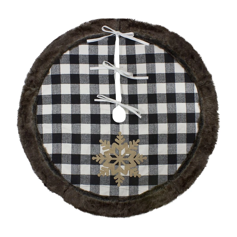Northlight 48" Buffalo Plaid With Burlap Snowflake Indoor Tree Skirt