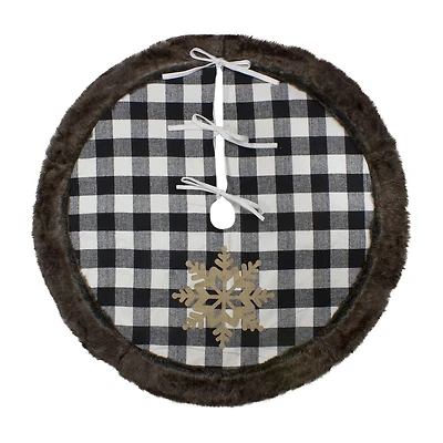 Northlight 48" Buffalo Plaid With Burlap Snowflake Indoor Tree Skirt
