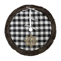 Northlight 48" Buffalo Plaid With Burlap Snowflake Indoor Tree Skirt