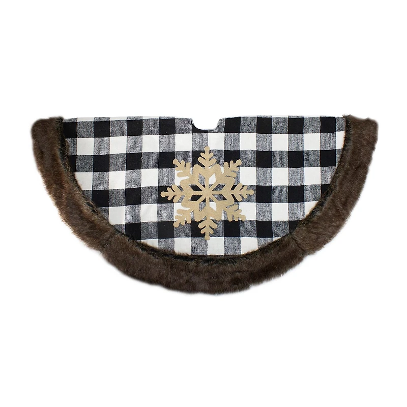 Northlight 48" Buffalo Plaid With Burlap Snowflake Indoor Tree Skirt