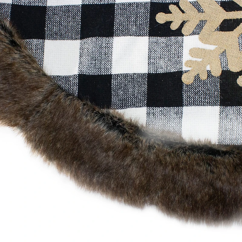 Northlight 48" Buffalo Plaid With Burlap Snowflake Indoor Tree Skirt